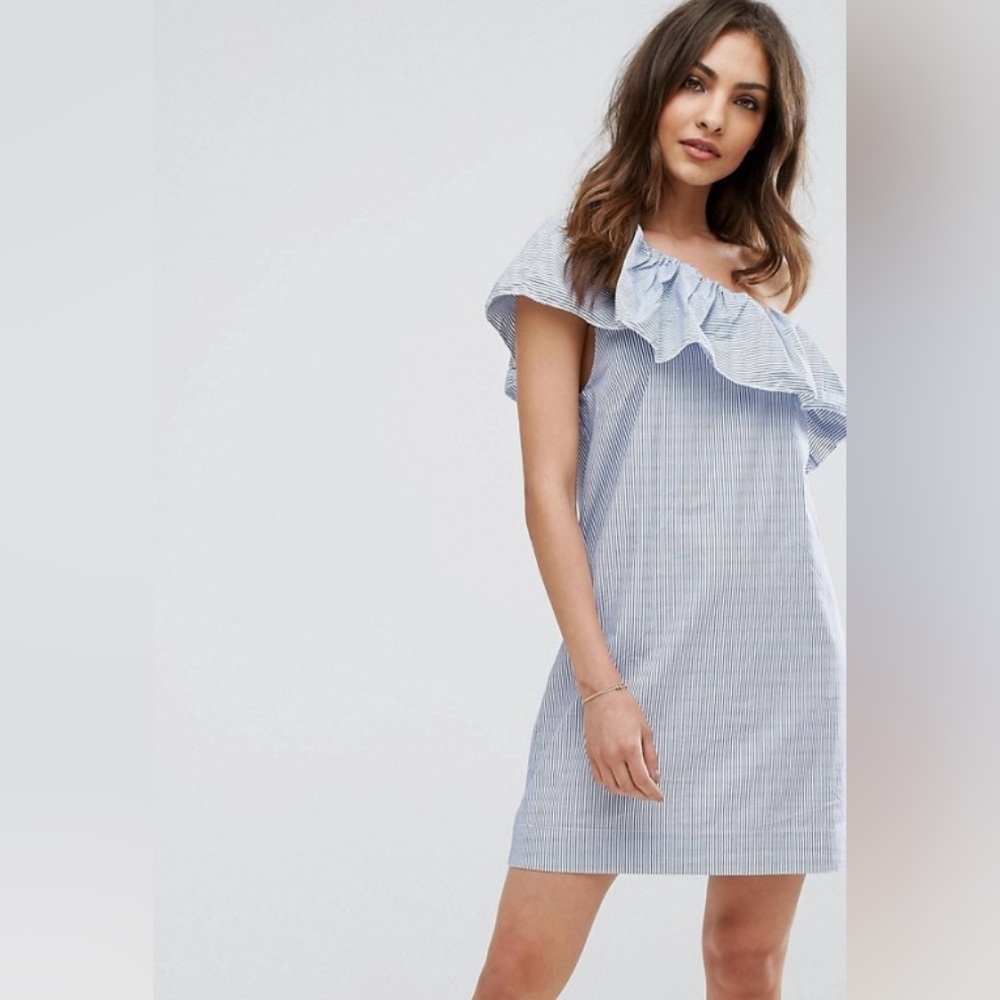 Abercrombie & Fitch White and Black Striped Mini Dress